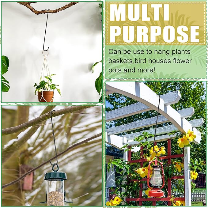 10 Pack Extra Large S Hooks, 16 Inch Heavy Duty Long for Hanging Plants Baskets Bird Feeder on Tree Branch, Utility for Garden Pergola Pots Plants Closet Patio, Indoor Outdoor