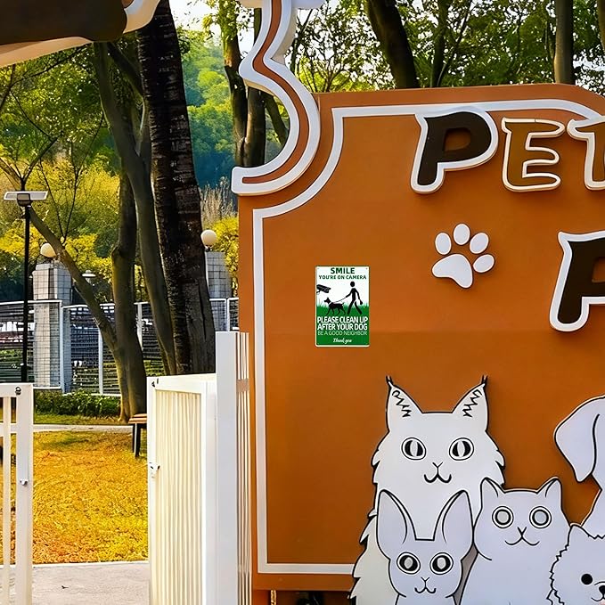 PLEASE CLEAN UP AFTER YOUR DOG Sign Decorative Signs Chic Metal Yard Signs for Outdoor Patio Porch Decor No Pooping Dog Signs for Yard (Color07)