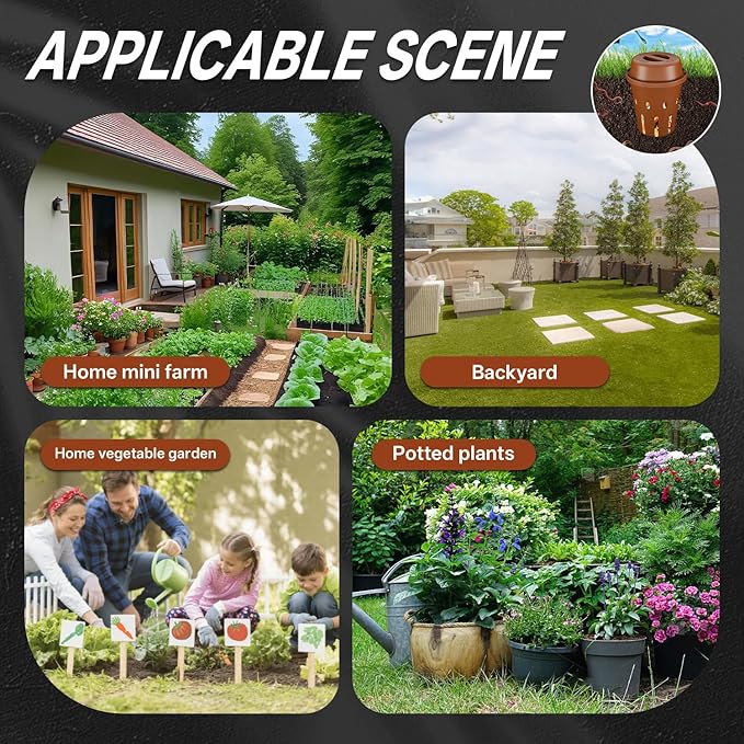 Underground Worm Composting Bin, Outdoor Mini Inground Worm Composter for Beginners, Garden Compost Bin for Garden Beds & Home Use, Worm Farm Kit for Parent, Kids (7x7x7.4Inch), Tan, 1-Pack