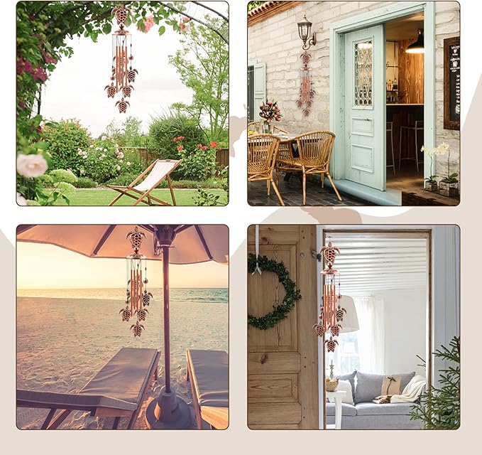 Wind Chimes Outdoor Clearance, Ukulork Sea Turtles Aluminum Tube Windchime with S Hook,Patio Garden Decor, Housewarming Gift.