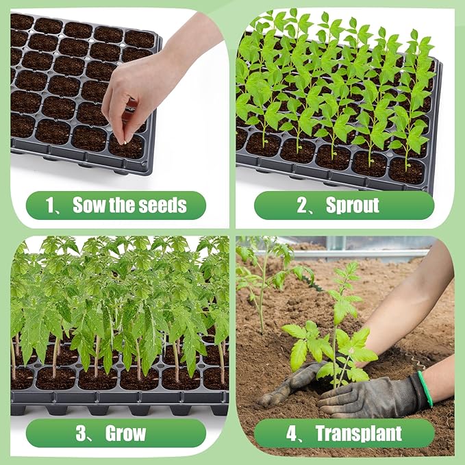 Apipi Seed Starter Tray Fits 1020 Growing Trays - 15 Pcs 72 Cell Reusable Seedling Nursery Trays, Thick Gardening Germination Trays with Drain Holes for Plant Seeds Propagation