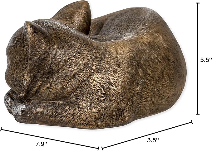 Roman Garden - Bronze Sleeping Cat Statue, 3.5H, Collection, Resin and Stone, Decorative, Gift, Home Outdoor Decor, Durable, Long Lasting
