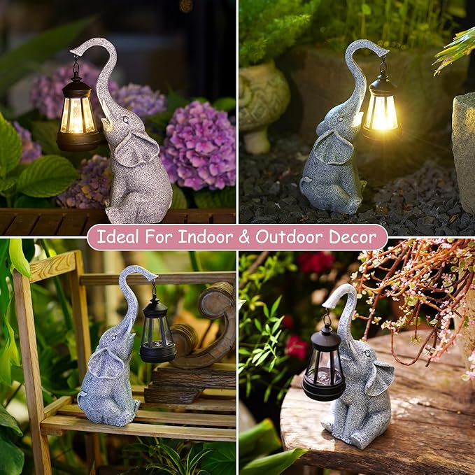 Goodeco Elephant Statue for Garden Decor with Gift Appeal - Ideal Gifts for Women, Mom or Birthdays, Beautifully Crafted Outdoor & Home Decor to Wow Your Guests (11" Elephant)