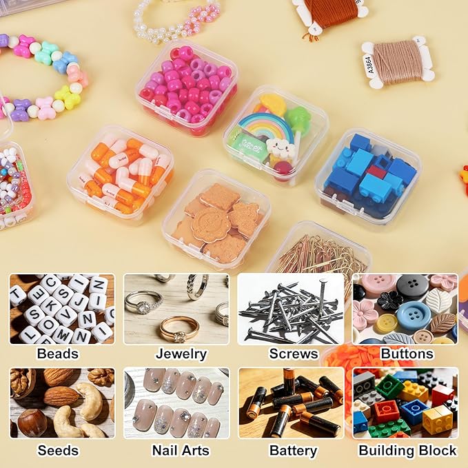 SGHUO Bead Organizer Box, 56 pcs Small Organizers, 3-Tier Stackable Storage Container Box for Art Craft Storage, Washi Tape, Kids Toys, Jewelry, Beauty & Sewing Supplies