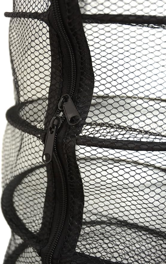 9 Inch 7 Level Micro Hanging Dry Net Indoor/Closet Drying Rack for Herbs, Organizer, Freshner - Black Mash Screen with Top-to-Bottom Zipper - Apartment Size with Zipped Storage Pouch