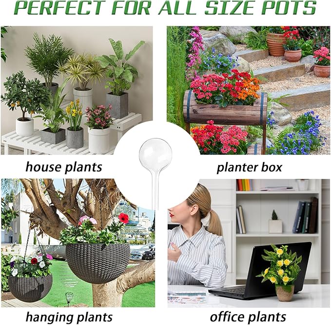 12 Pcs Clear Plant Watering Globes,Garden Plastic Self-Watering Bulbs,Automatic Watering Globes for Plant Indoor Outdoor