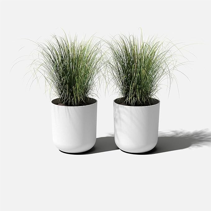 Veradek Mason Series Lima Planter - Round Planter for Indoor or Outdoor Porch/Garden | Made from Plastic-Stone Composite with Drainage Holes | Modern Décor for Succulents, Flowers, Small Plants
