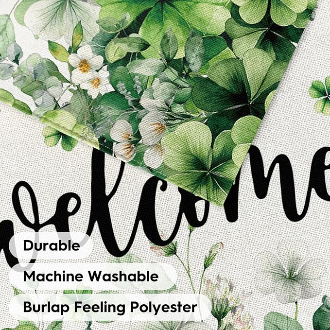 AVOIN colorlife St Patricks Day Floral House Flag 28x40 Inch Double Sided Outside, Shamrock Lucky Clover Welcome Yard Outdoor Flag