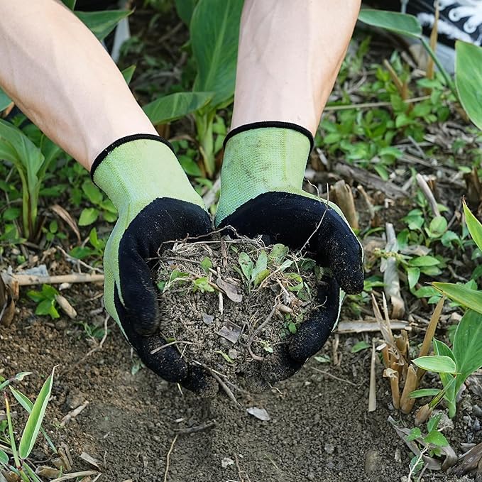 Pleneal Gardening Gloves for Women Men - 6/3 Pairs Garden Gloves with Grip, Latex Coated Working Glove, Medium Size