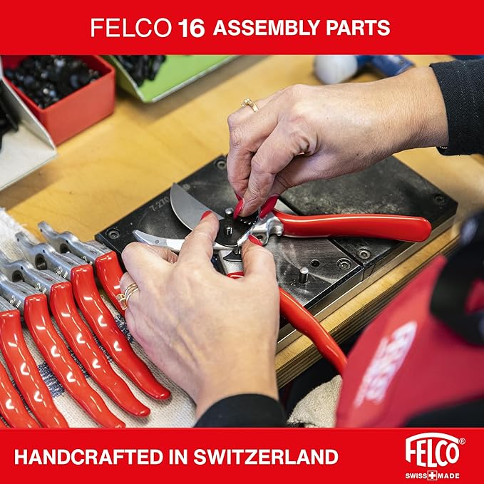 Felco F16 Pruning Shears – 7.7" Garden Clippers for Left-Handed Users with Bypass & Anvil Blades | Hand Pruners for Gardening | Garden Tool Cutter with Aluminum Handle, Lightweight Swiss Precision