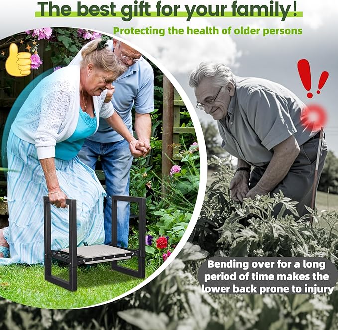 Garden Stool and Kneeler,Heavy Duty 19 inch Foldable Upgraded Wider Gardening Seat Portable Garden Chair Gardening Gifts for Wonman Grandma Parents Plant Lovers Garden Tools