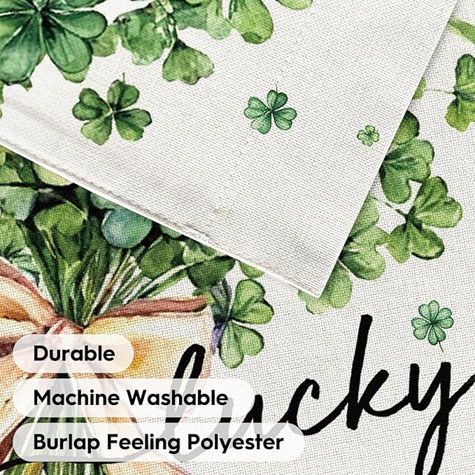 AVOIN colorlife St Patricks Day Garden Flag 12x18 Inch Double Sided Outside, Floral Lucky Shamrocks Clovers Yard Outdoor Flag