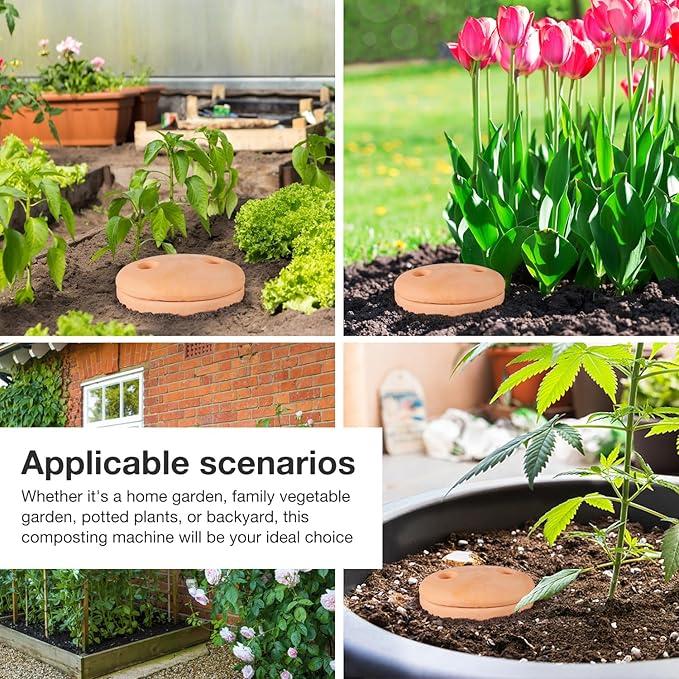 Underground Worm Farm Clay 10Inch Garden Composting bin Ceramics Outdoor Gardening from Kitchen Food Waste with Holes Systems Sustainable Worm Composter for Raised Garden Beds at Home