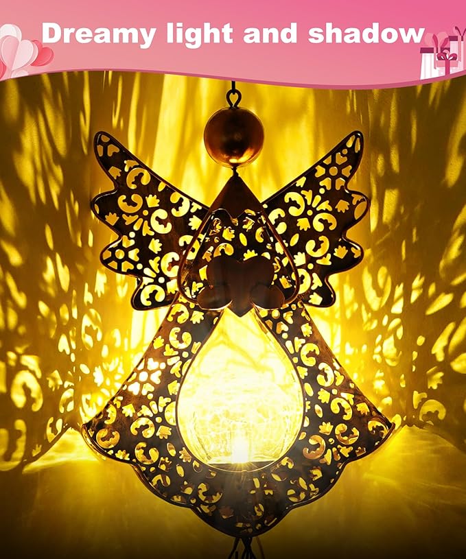Solar Angel Wind Chimes for Outside: Melodious Mother's Day Birthday Gifts for Mom Women Grandma Her Wife - Weatherproof Metal Outdoor Decor Easy Hanging for Garden Patio Tree Window Memorial