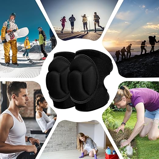 Knee Pads, Thick Sponge Anti-slip, Collision Avoidance Knee Pads, for Running, Mountaineering, House Working,Gardening Maintain (Black, Medium)