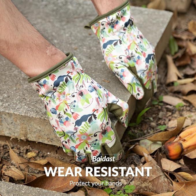 Baidast Gardening Gloves for Women, Breathable Leather Garden Gloves with Grip, Thorn Proof Work Gloves