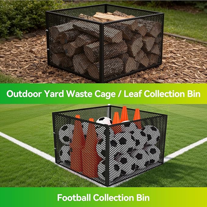 Compost Bin Outdoor with Lid - Large 93/130 Gal Composter 2-in-1 Design, Heavy-Duty Galvanized Steel Perforated Sheet with Rust-Proof Coating, Versatile Outdoor Fence, for Garden, Yard & Kitchen Waste