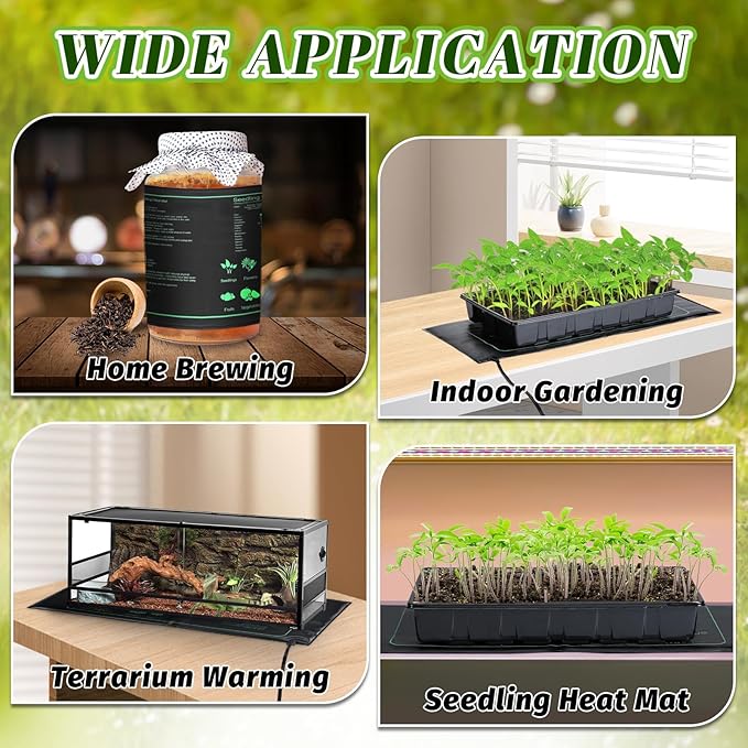 6 PCS Durable Seedling Heat Mat for Plants - 10'' x 20.5'' Bulk Seed Starting Heating Mat for Indoor Grarden Greenhouse, Waterproof Warm Hydroponic Seed Mat for Plant Germination Growth