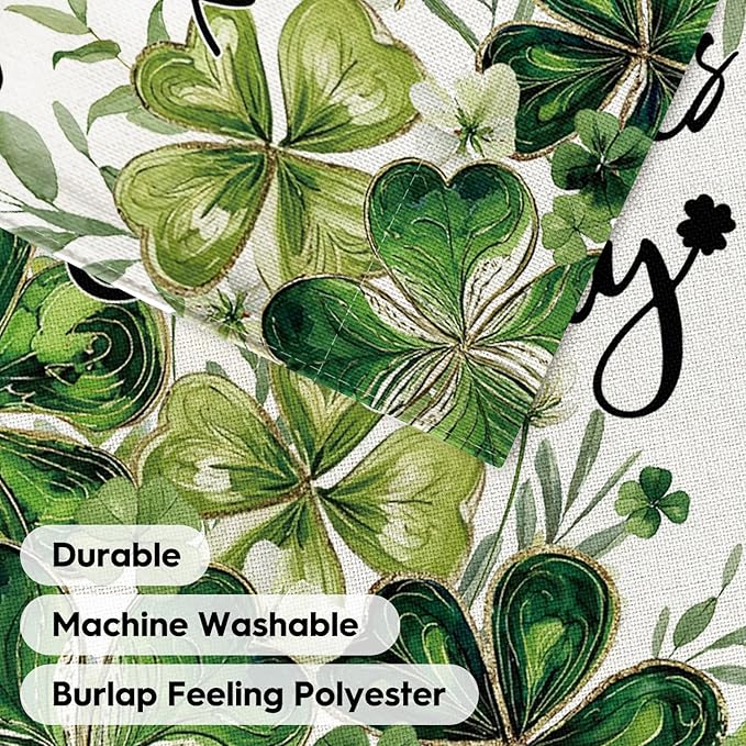 AVOIN colorlife Happy St Patricks Day Floral House Flag 28x40 Inch Double Sided Outside, Shamrock Lucky Clover Holiday Yard Outdoor Flag