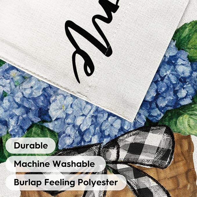 AVOIN colorlife Hydrangea Spring Summer House Flag 28x40 Inch Double Sided Outside, Floral Welcome Yard Outdoor Flag