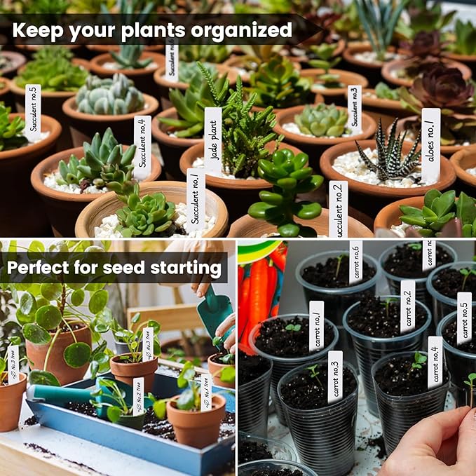Plant Labels, 3-Inch Plant Markers,100Pcs Plant Tags, Plant Labels for Seedlings, Garden Labels with Pen for Identifying Seedlings, Flowers and Vegetables, White, Waterproof