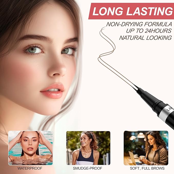 Eyebrow Pencil, 2-in-1 Waterproof Eyebrow Pen, with 2 Tip Microblading Eyebrow Pencil and Ultra-Precise Brow Pencil, with Eyebrow Brush, Eyebrow Pencils for Women, Natural Hair-Like Brows - Soft Brown