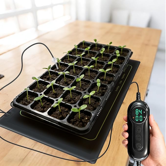 Seedling Heat Mat with Thermostat Controller for Plants Heating Pad Seed Starting Heating Warming Pad Temperature and Auto Off Timer Waterproof Warmer Fermentation Indoor Greenhouse Heater