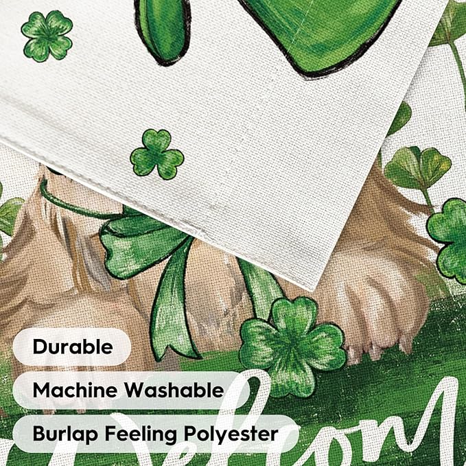 AVOIN colorlife St Patricks Day Green Hat Dog House Flag 28x40 Inch Double Sided, Lucky Shamrock 17 March Welcome Yard Outdoor Flag