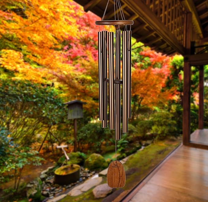 Woodstock Chimes Amazing Grace Wind Chime for Outside 40" Medium Bronze,Outdoor Decor for Patio, Porch, Garden, Memorial Gift for Loved Ones AGLBR