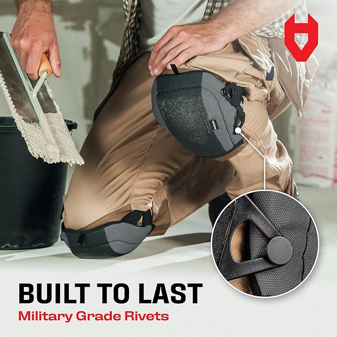 NoCry Non-Slip Work Knee Pads for Men and Women with Thick Soft Foam Padding, Strong, Adjustable Straps and Easy-to-Use Buckle Clips — Stay in Place While You Move — Perfect for Flooring or Gardening