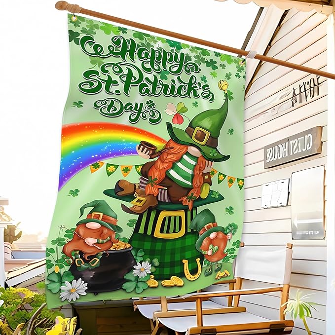 St Patrick's Day Flags for Outside 3x5 Ft Double Sided Irish Lucky Shamrocks Party Flags Durable Polyester St. Patrick's Day Signs for House Indoor Yard Holiday Decoration