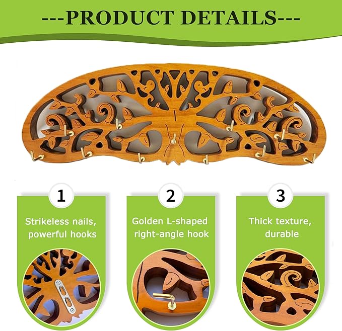Rustic Herb Drying Rack Hanging,Wooden Tree of Life Dried Herb Flowers Rack Wall Art,Home Kitchen Witch Decor Wall Flowers Grass Gift,with 11 Hooks and 25 Gift Cards & 40 Inch Twine