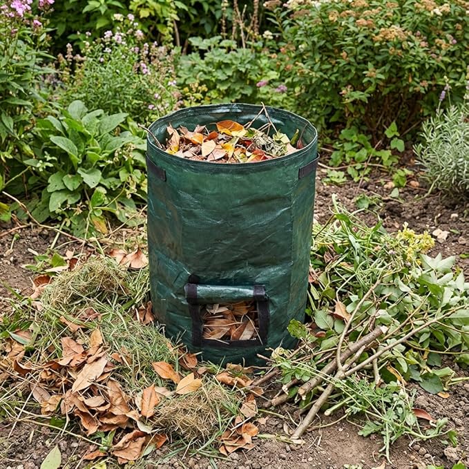 2-Pack 80 Gallon Garden Compost Bin Bags, Reusable Outdoor Compost Bags for Kitchen and Yard Waste, Durable PE Material, Easy Assembly for Home Composting