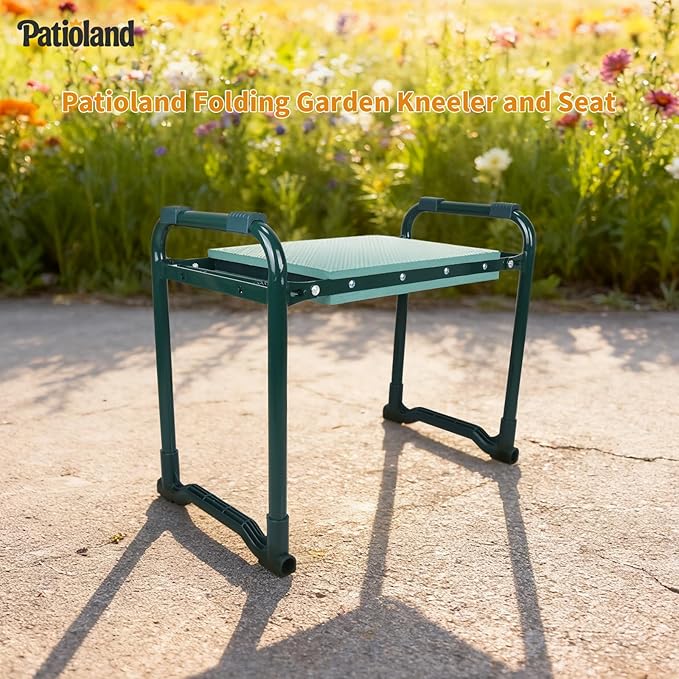 Garden Kneeler and Seat with 2 Tool Bags, 10.2" Widen Heavy Duty Thicken Soft Kneeling Pad, 2-in-1 Folding Garden Stool, Outdoor Yard Work Seat, Ideal Gardening Gifts for Mom, Women, Grandma