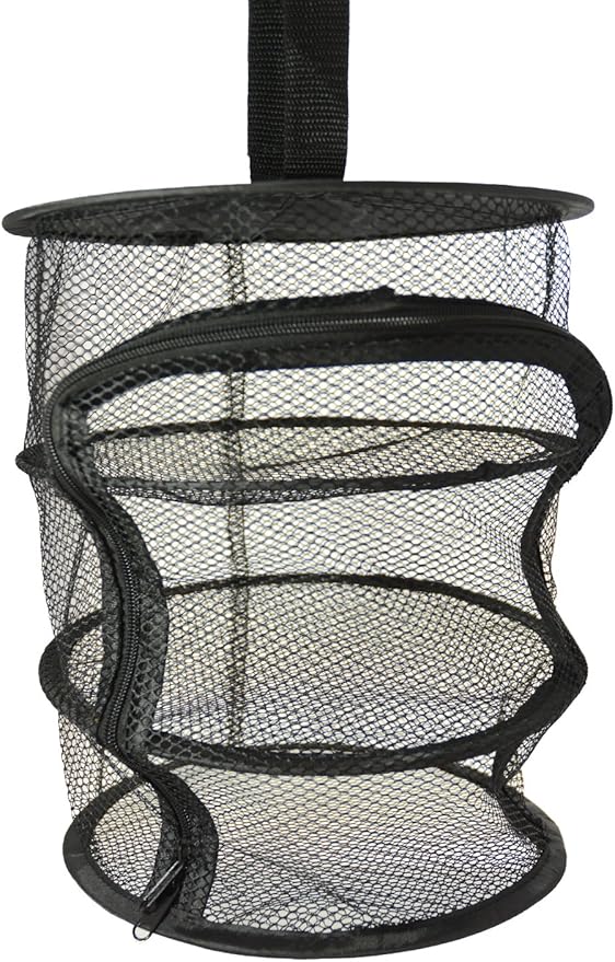 9 Inch 3 Level Micro Hanging Dry Net Indoor/Closet Drying Rack for Herbs, Organizer, Freshner - Black Mash Screen with Top-to-Bottom Zipper - Apartment Size with Zipped Storage Pouch