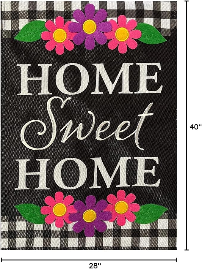 Home Sweet Home Flowers Everyday Burlap House Flag 40" x 28" Briarwood Lane