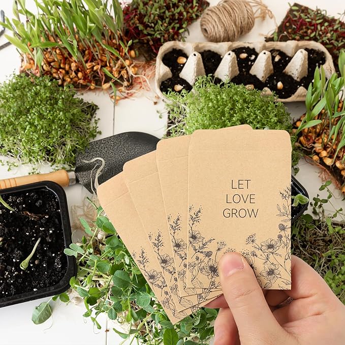 150 Pieces Seed Envelopes 3.15 × 2.36 IN Seeds Packets Storage Organizer Self Adhesive Small Paper Sealing Envelopes for Flower Vegetable Seed Storage