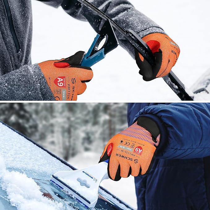Schwer FreezeGuard-X Winter Work Gloves for Men and Women, ANSI A9 Cut Resistant Gloves for Extreme Protection, Freezer Glove With Super Grip, Touchscreen, Thermal Insulated, PM3326-W (M,2 Pairs)