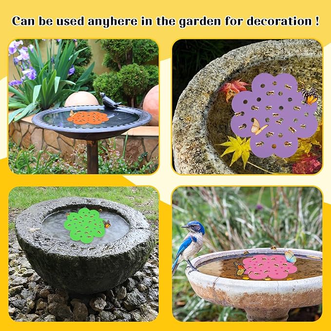 5 Pack Floating Bee Island, 6.5 Inch EVA Flower Shape Bee Watering Station, Bee Bath Bee Drinking Station Waterer & Butterfly Water Stations Butterfly Feeders for Outdoors Thirsty Pollinators Feeding