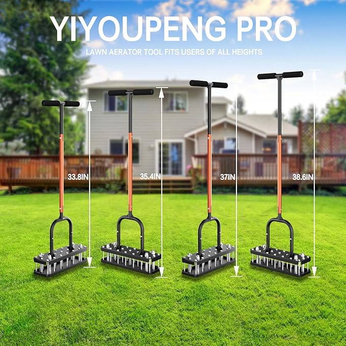 Manual Lawn Aerator Tool, Grass & Yard Aerator, Lightweight 7.7 lb with 21 × 3.5" Steel Spikes, Ergonomic Automatic Reset Design, Deep Soil Aeration for Healthier Lawns