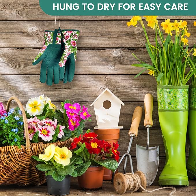 Pleneal Gardening Gloves for Women - Leather Garden Gloves Thorn Proof, Outdoor Protective Working Gloves