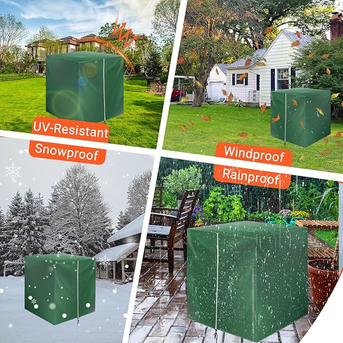 IBC Tote Cover, Outdoor Water Tank Covers Waterproof, 275 Gallon for 420D 1000L Garden Water Tank and Rain Barrel (Green)