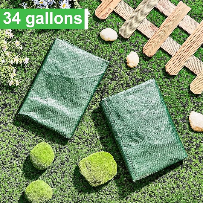 Ctosree 4 Pieces Compost Bin Bags Large 34 Gallon Reusable Yard Waste Lawn Bags Heavy Duty Garden Composting Garbage Can Outdoor Container with Zipper Lid and Handles for Loading Leaf Trash