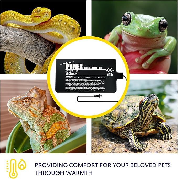 iPower 4X7 Inch Reptile Heat Pad Under Tank Heater Terrarium Warmer Heating Mat for Turtles Lizards Frogs and Other Small Animals
