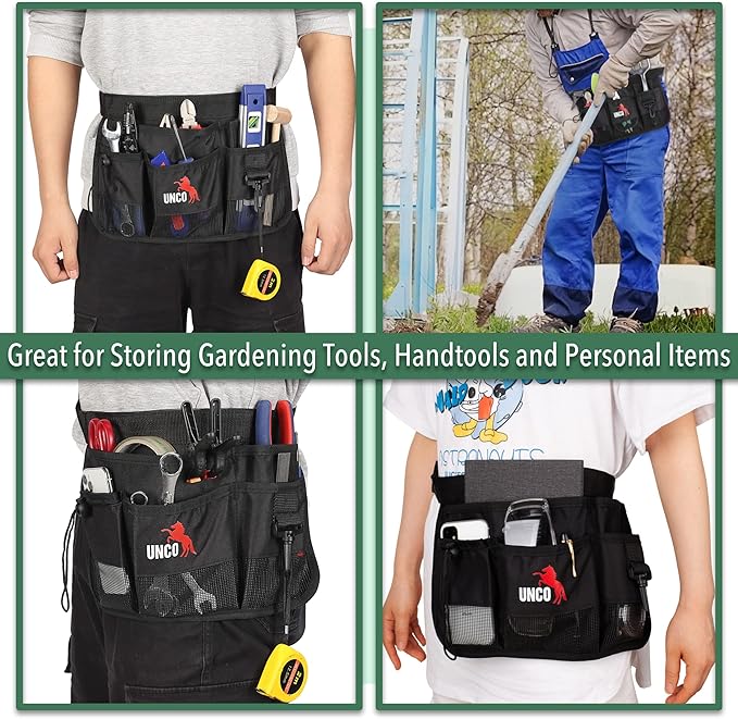 UNCO- Gardening Belt, Garden Tool Belts for Men, Waist Apron with Pockets, Construction, Carpenter Belt, for Men, Utility Belt Men