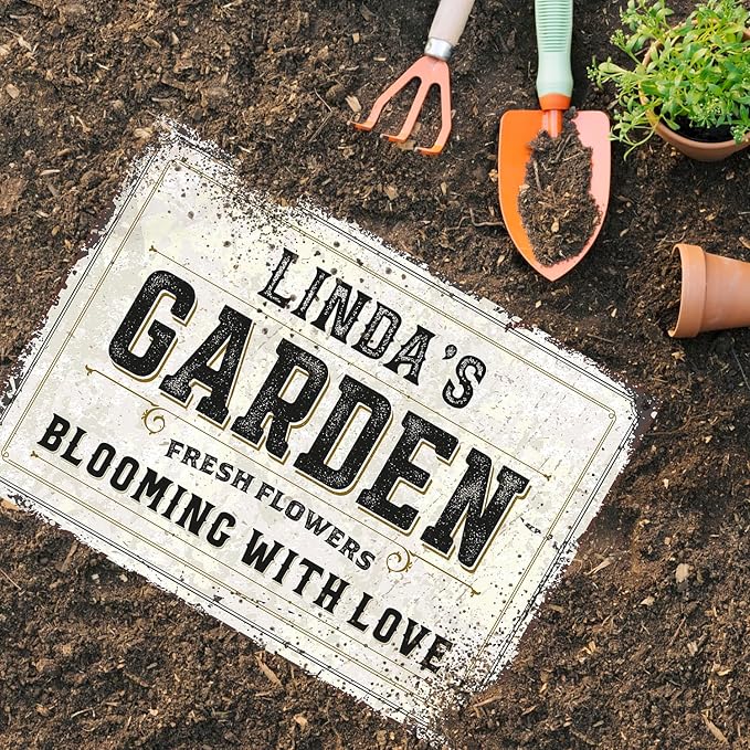 Custom Garden Sign, Personalized Rustic Name for Backyard Décor Sign, 12x18 Inches, Rust Free .063 Aluminum, Fade Resistant, Made in USA by Sigo Signs