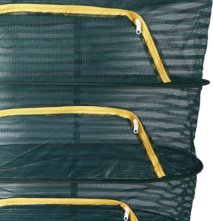 4 Layer Herb Drying Rack, Hanging Mesh Plant Dry Net Basket with U Shaped Zipper, Foldable Drying Rack Net for Garden, Herb, Food, Cloth