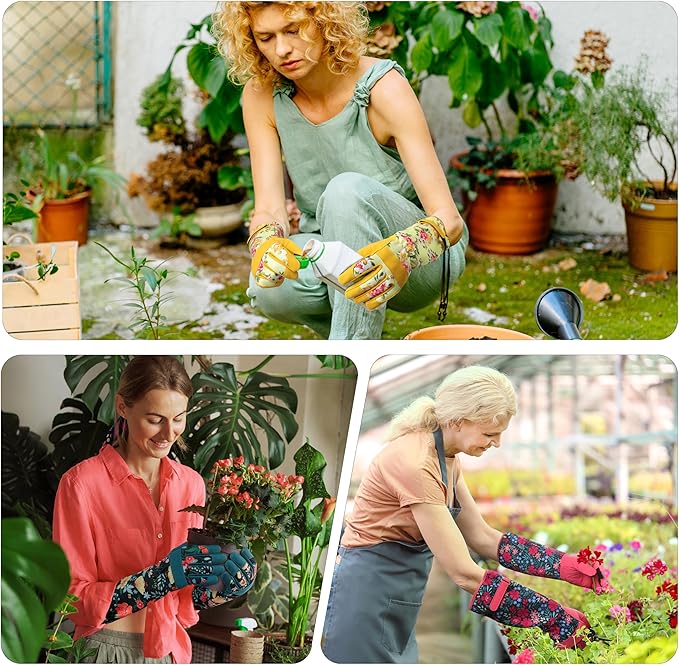 Gardening Gloves for Women Long Sleeve Garden Gloves Ladies Light Protective Gloves for Yard & Outdoor Work
