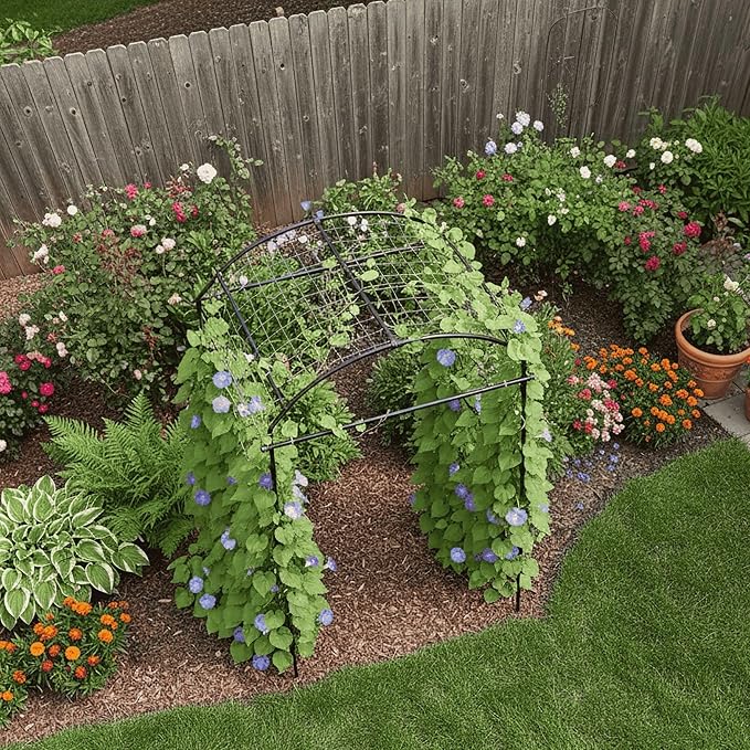 79" Garden Trellis Arch for Climbing Plants – Tall Outdoor Metal Trellis for Vegetables, Peas, Tomatoes, Cucumber Trellis Arch & Vertical Garden Climber Plant Support for Vine Plants