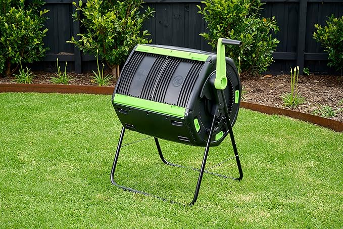 Maze 48 Gallon Outdoor Compost Bin Tumbler for Food Waste - Outdoor Compost Bin for Kitchen Garden & Homestead Heavy Duty Dual Chamber Waste Recycling Machine
